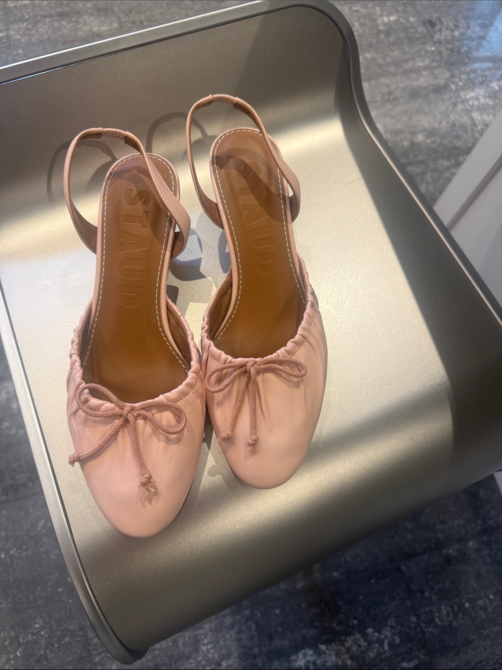NIB STAUD Alba Blush Pink Ballet Slingback Kitten Heel - Picture 4 of 8